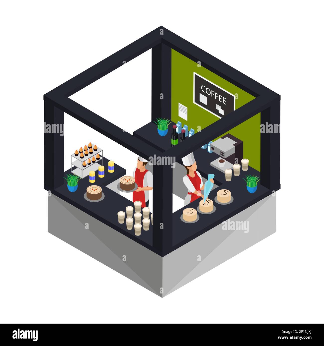 Isometric confectionery shop concept with workers cooking Stock Vector ...