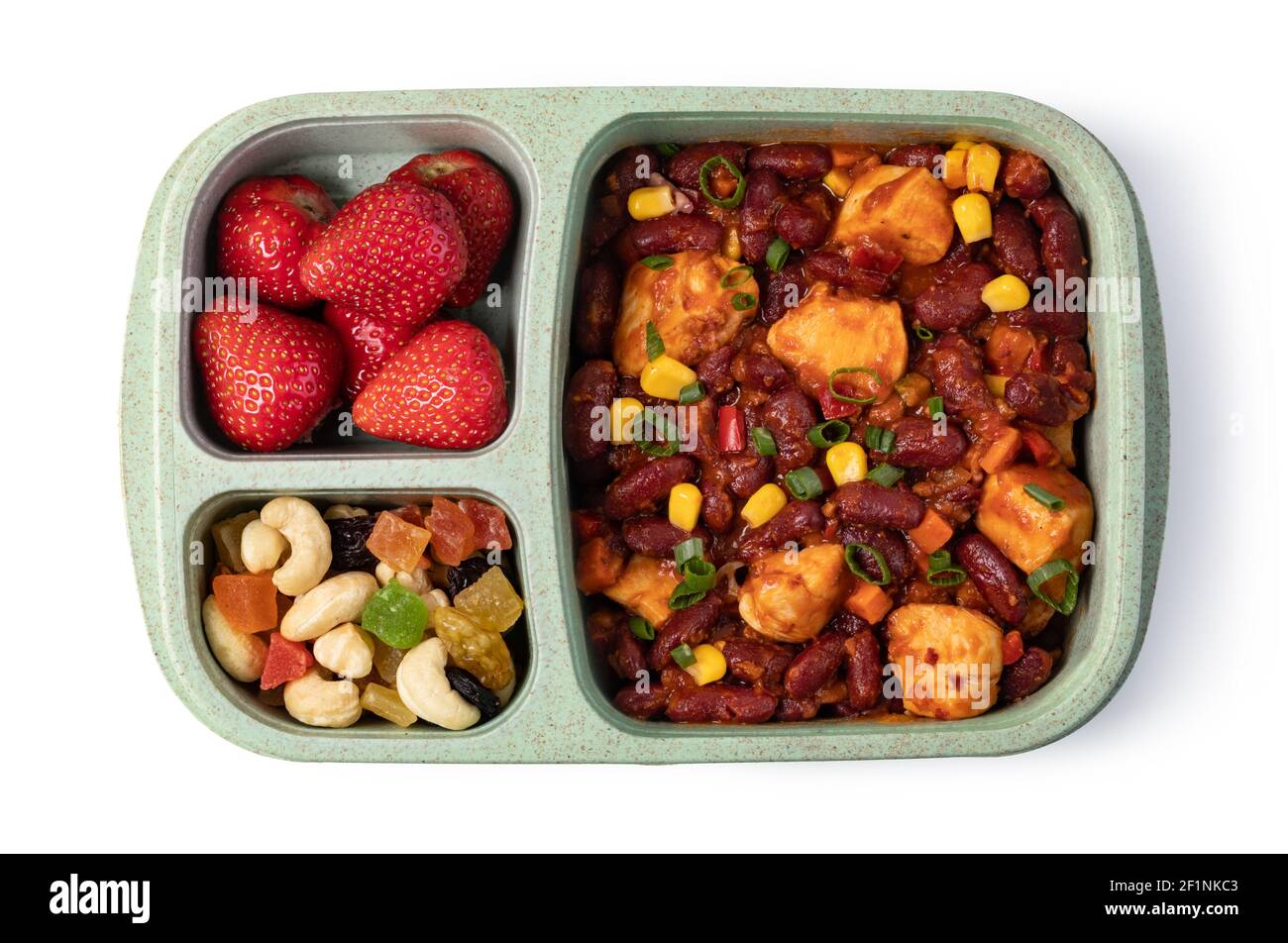 Lunch box with delicious food on a white background Stock Photo - Alamy