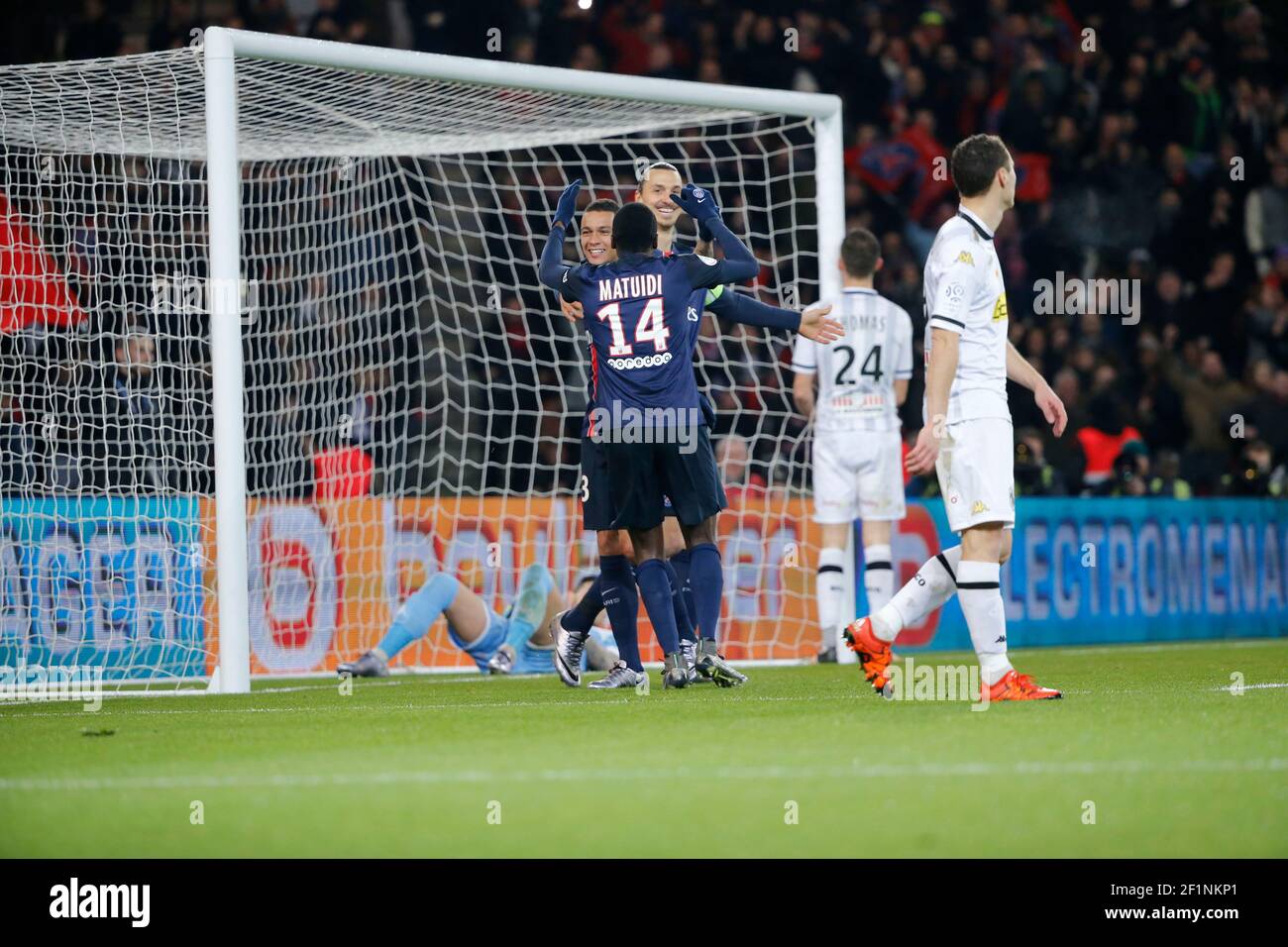 Gregory Van Der Wiel (psg) scored a goal during the French Championship  Ligue 1 football match between Paris Saint Germain and SCO Angers on  January 23, 2016 at Parc des Princes stadium