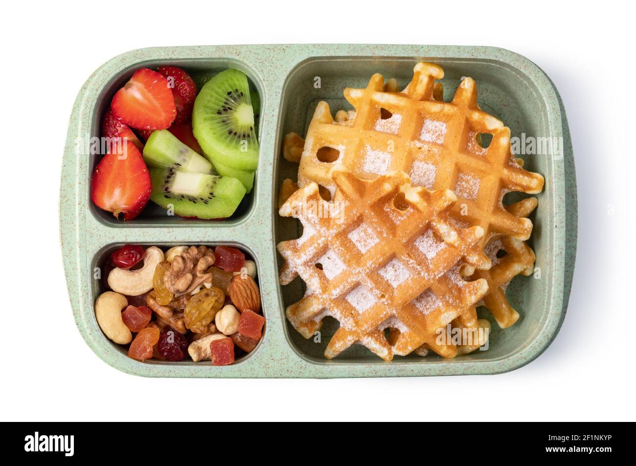 Lunch box with delicious food on a white background Stock Photo - Alamy