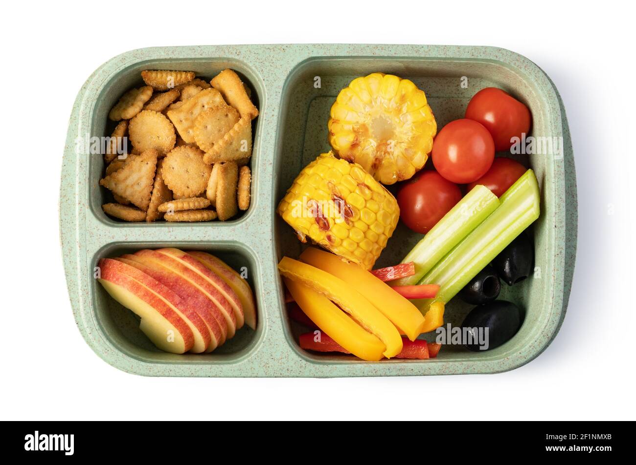 Lunch box with delicious food on a white background Stock Photo - Alamy