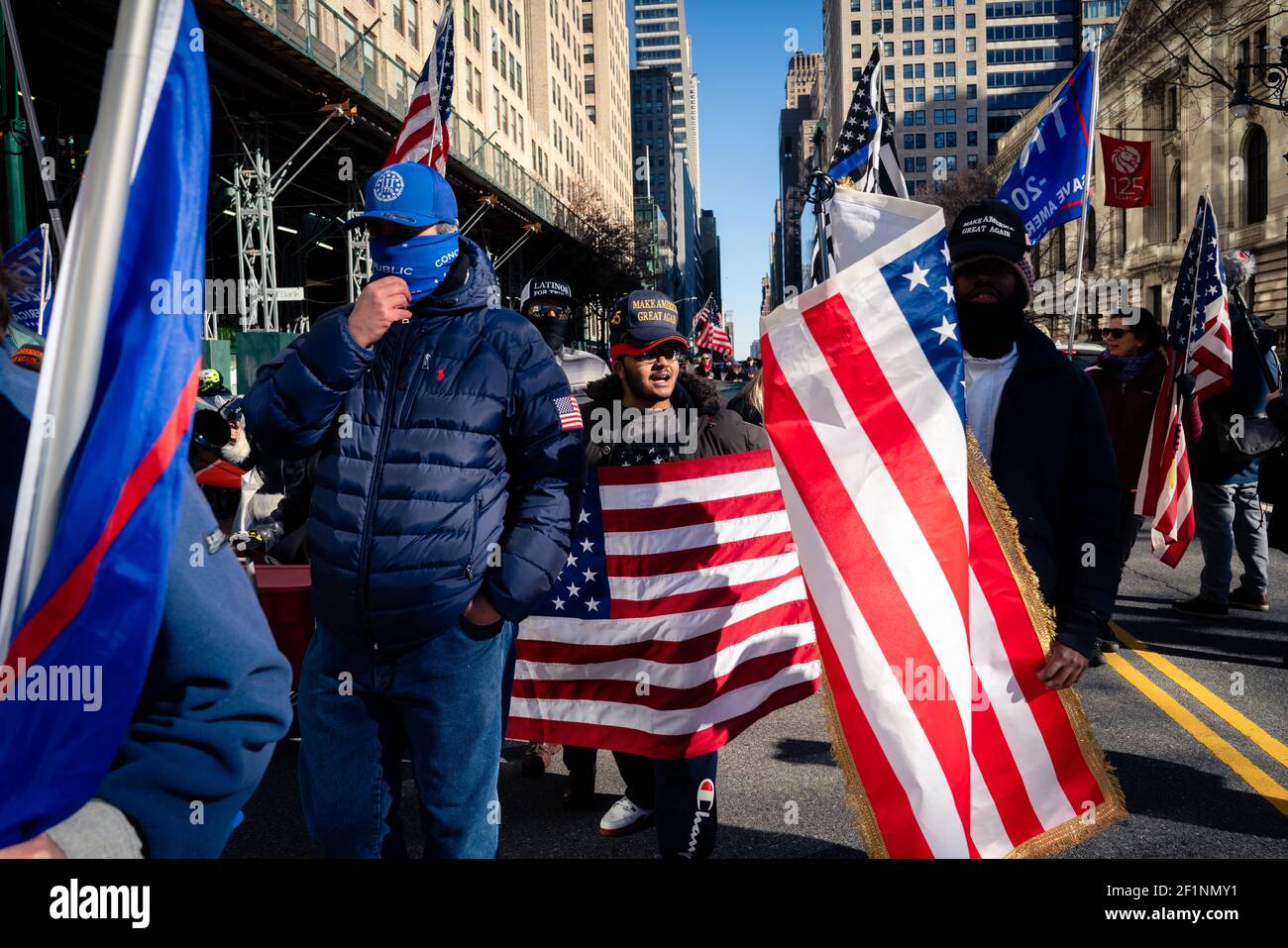 NEW YORK, UNITED STATES Mar 06, 2021 Trump supporters march in New