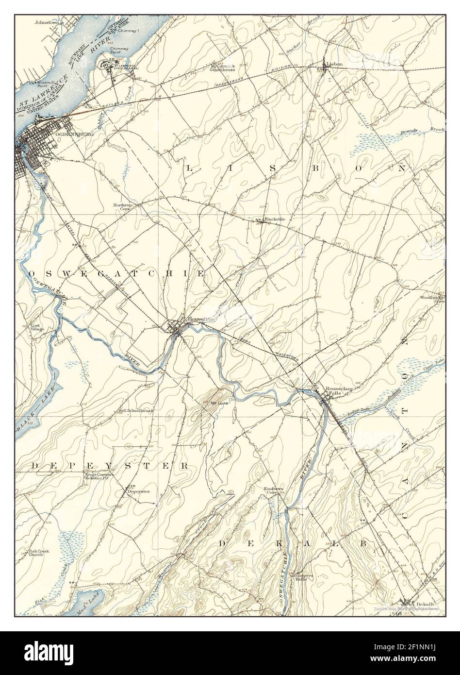 Ogdensburg, New York, map 1904, 1:62500, United States of America by Timeless Maps, data U.S. Geological Survey Stock Photo