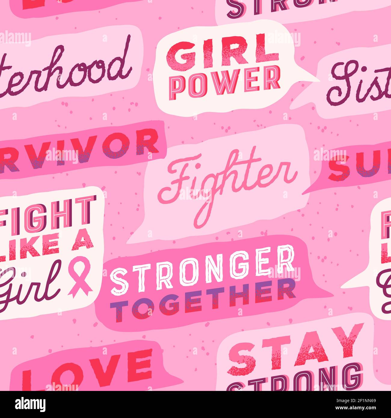 Breast Cancer awareness seamless pattern illustration of powerful