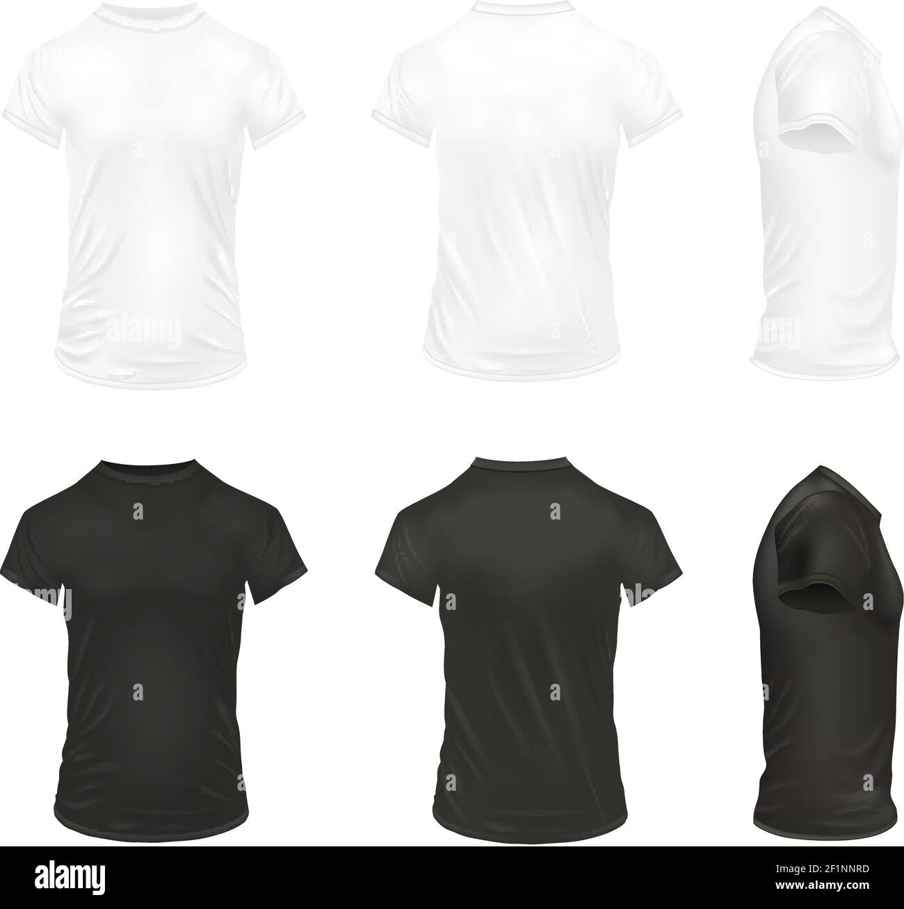 Black and white realistic t shirt icon set for men and with realistic ...