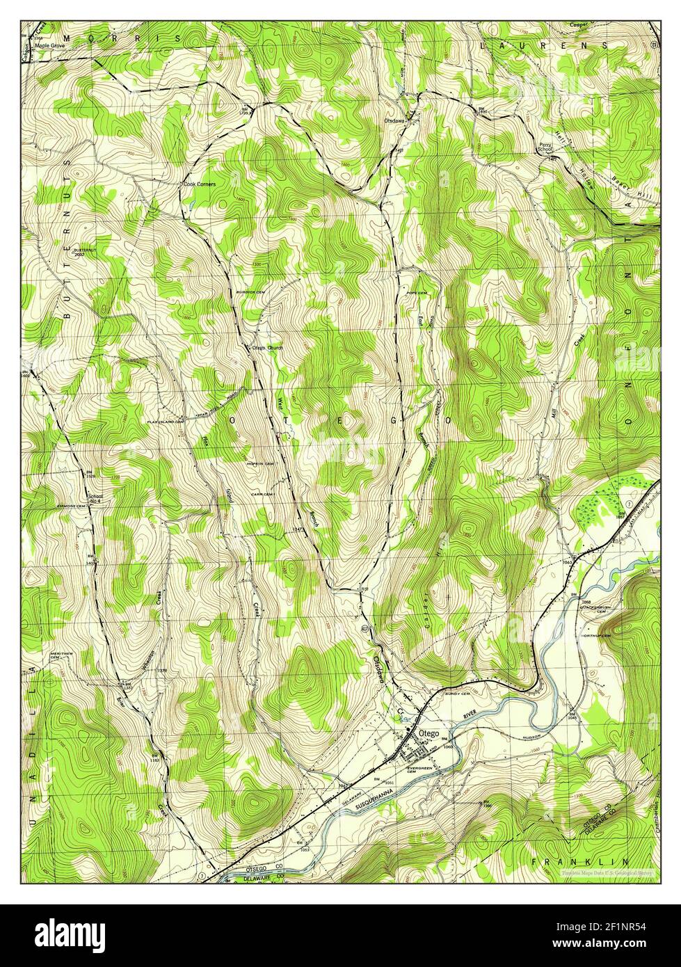 Otego, New York, map 1945, 131680, United States of America by