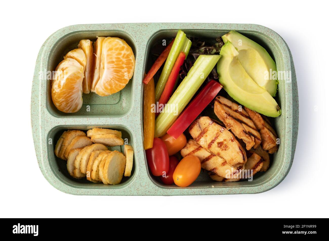 Lunch box with delicious food on a white background Stock Photo - Alamy