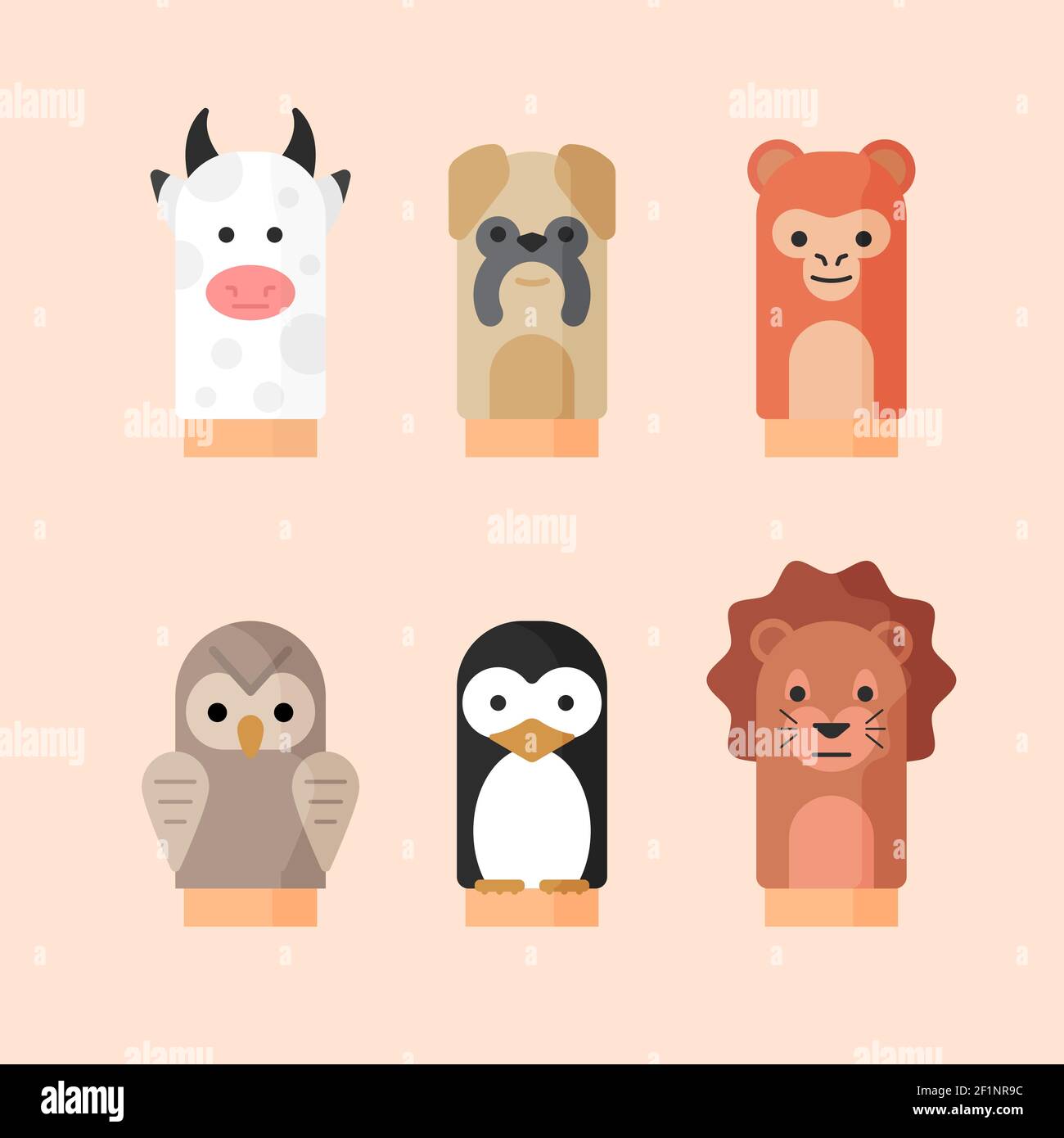 Organic flat design hand puppets collection Vector illustration. Stock Vector
