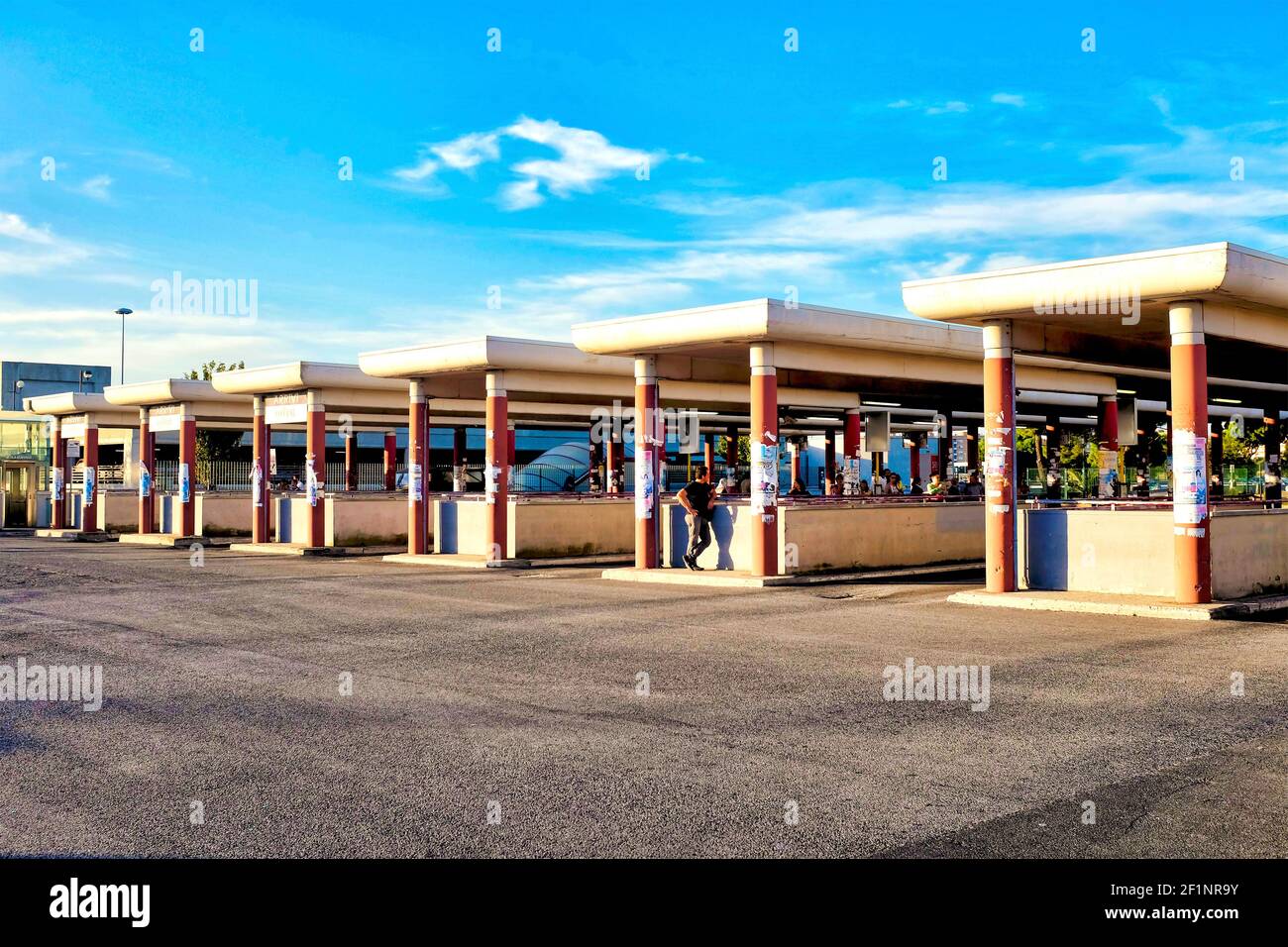 The terminus for regional buses in the Anagnina station, Rome Italy