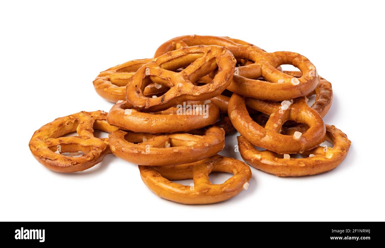 Salt Pretzels On White Stock Photo