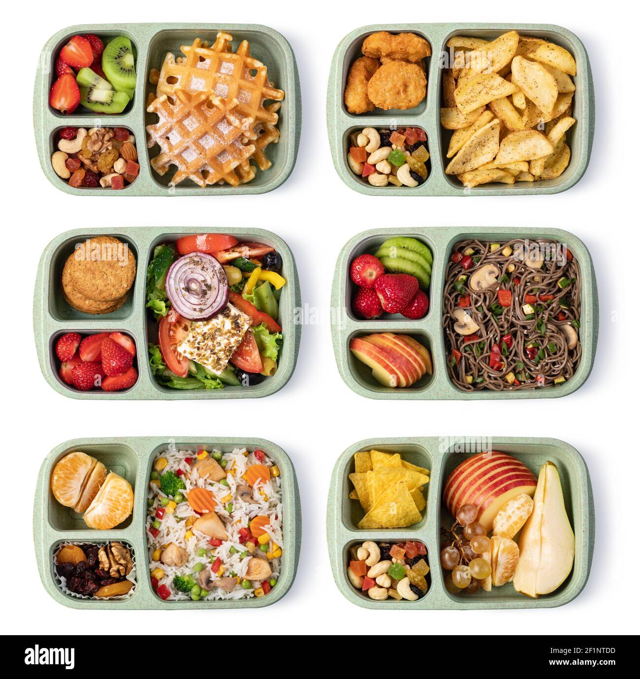 Lunch box with delicious food on a white background Stock Photo - Alamy