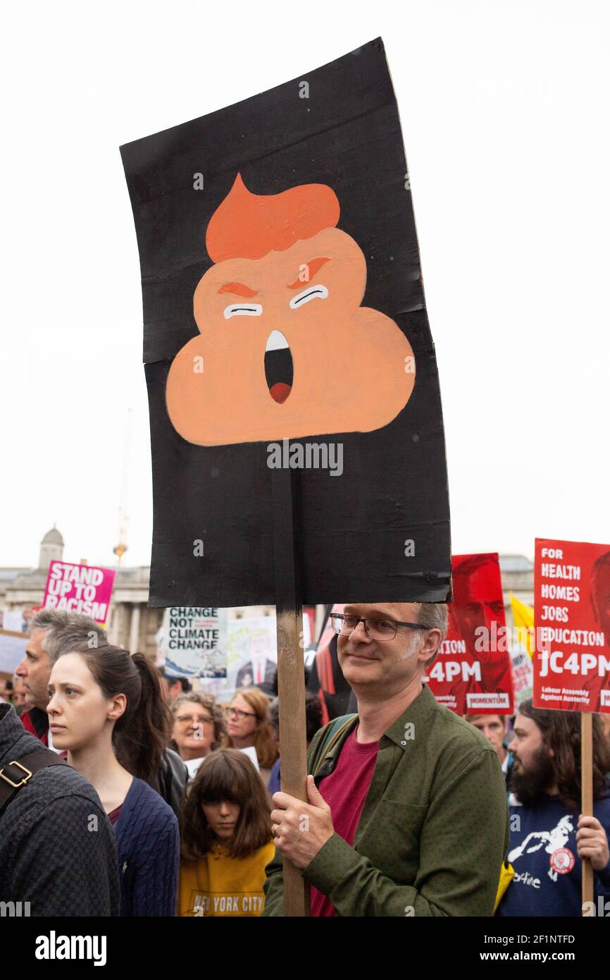 Protesters in Trafalgar Square, London, on the second day of the state visit to the UK by US President Donald Trump. Photo credit should read: Katie Collins/EMPICS/Alamy Stock Photo