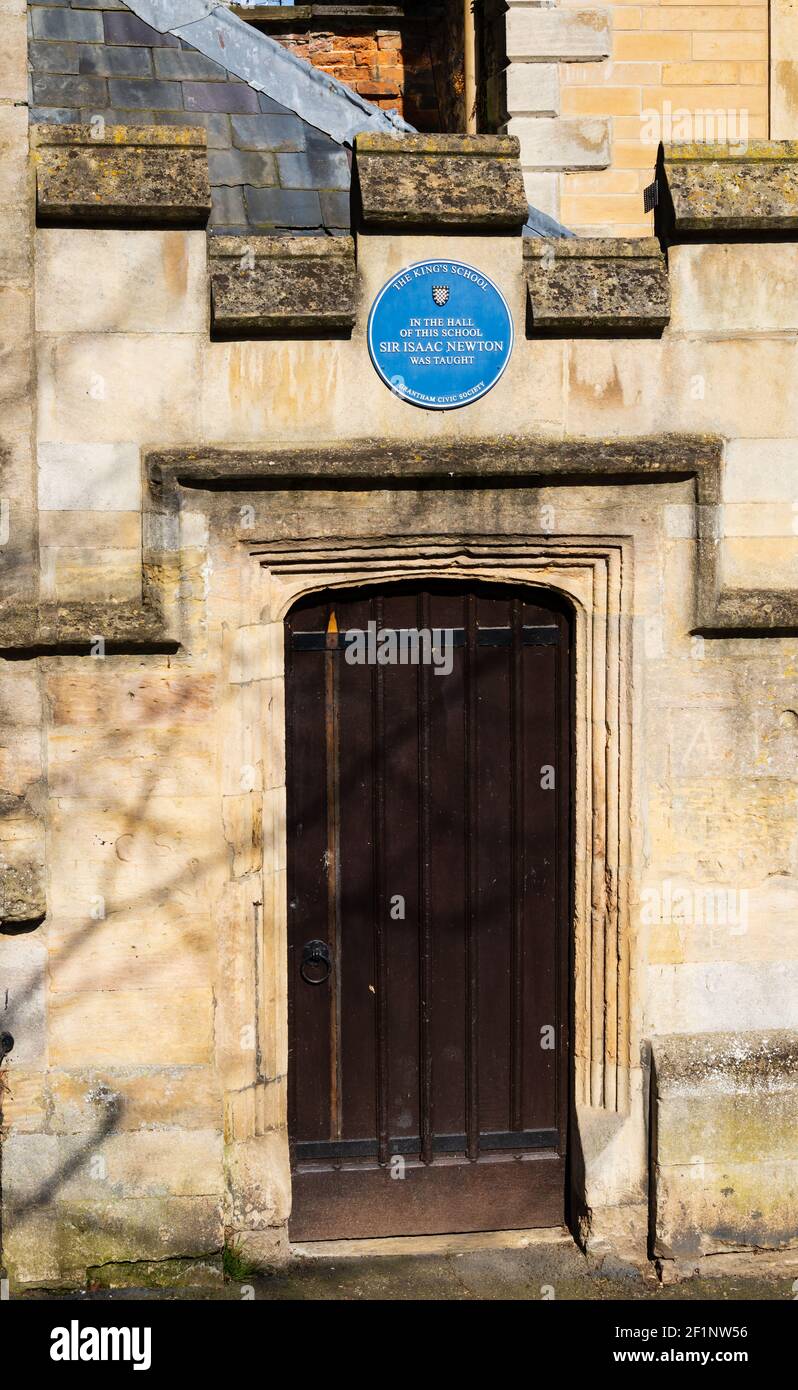 The old Kings School Hall, attended by Sir Isaac Newton. Grantham, Lincolnshire, England. Stock Photo