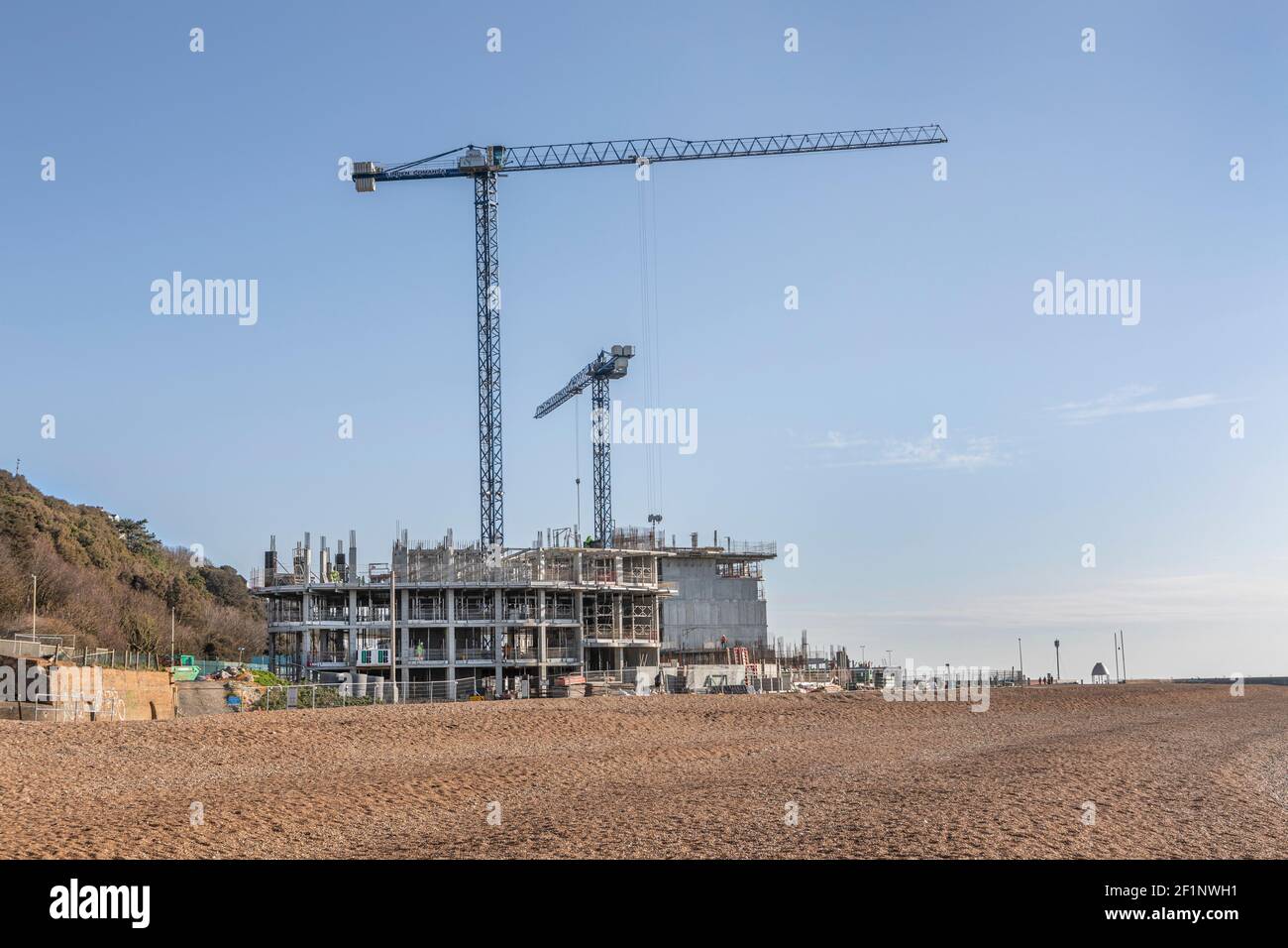 New building development on Folkestone beach Stock Photo Alamy