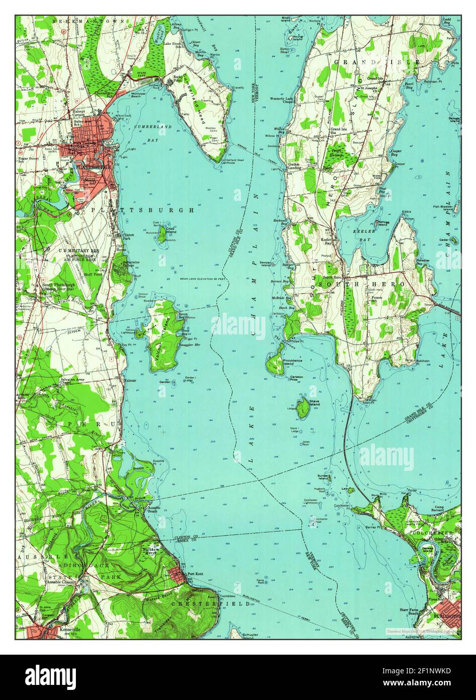 Plattsburgh, New York, map 1956, 162500, United States of America by