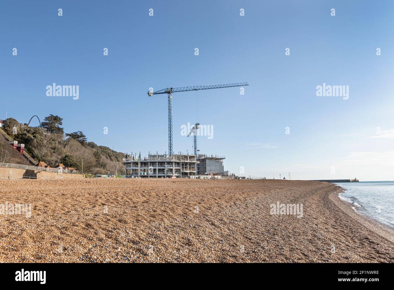 New building development on Folkestone beach Stock Photo Alamy