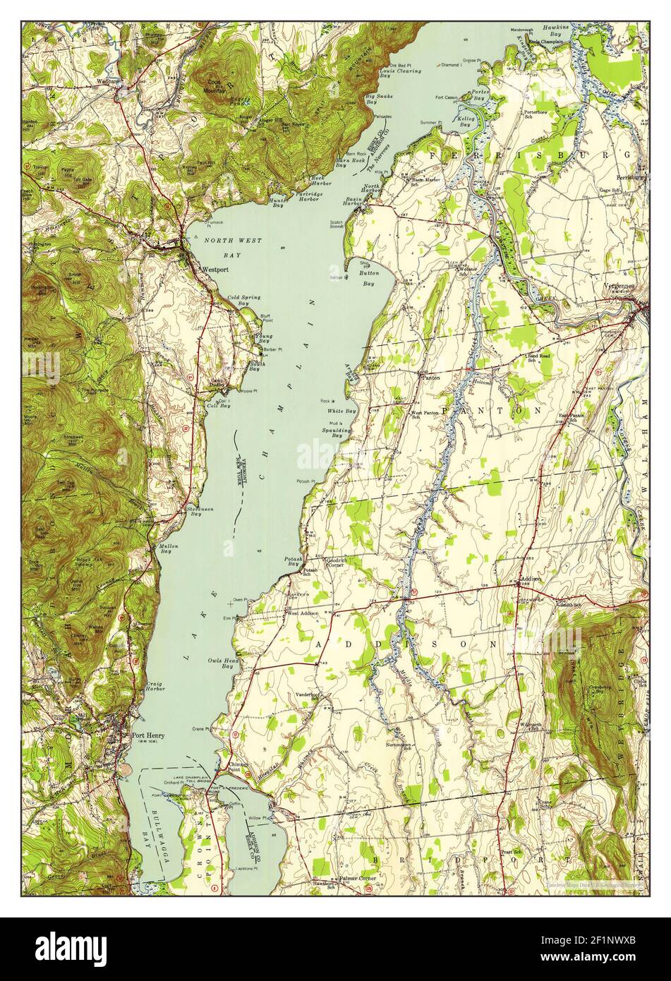 Port Henry, New York, map 1945, 162500, United States of America by Timeless Maps, data U.S