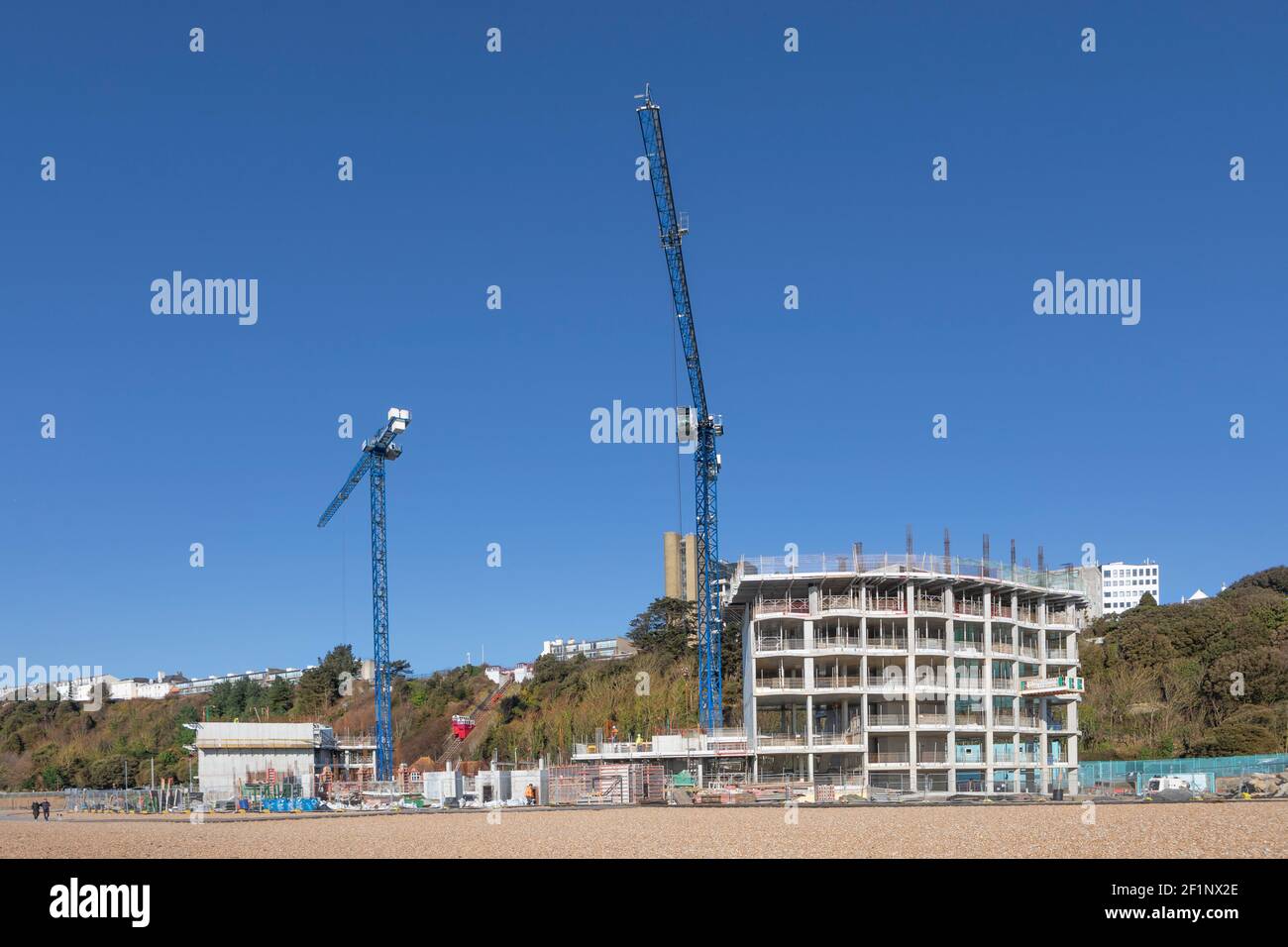 New building development on Folkestone beach Stock Photo Alamy