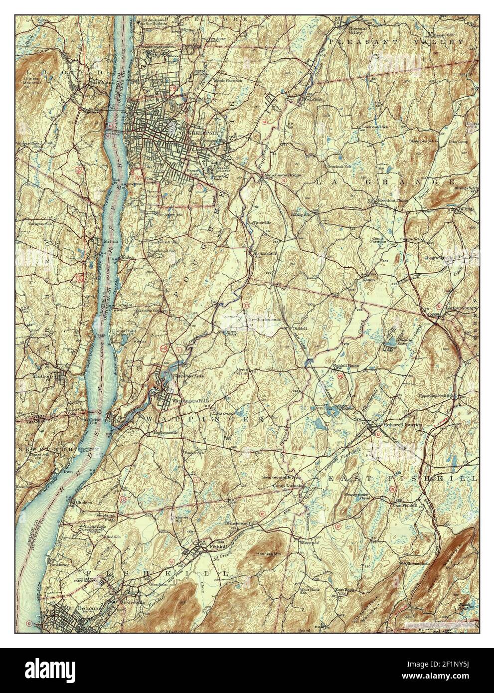 Poughkeepsie, New York, map 1943, 1:62500, United States of America by Timeless Maps, data U.S. Geological Survey Stock Photo