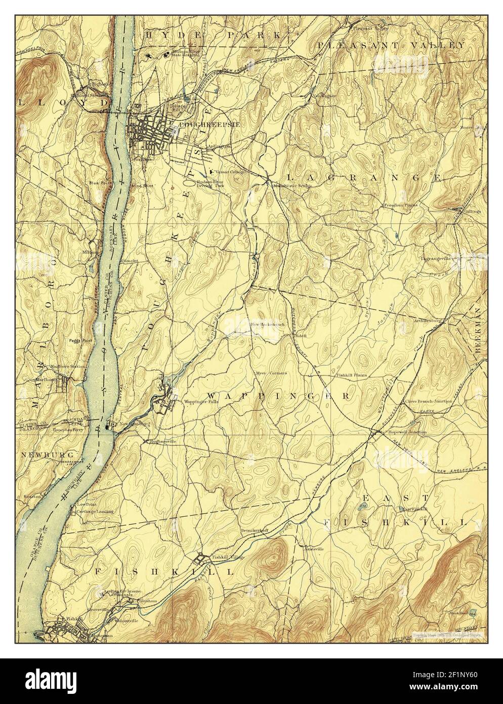 Poughkeepsie, New York, map 1894, 1:62500, United States of America by Timeless Maps, data U.S. Geological Survey Stock Photo