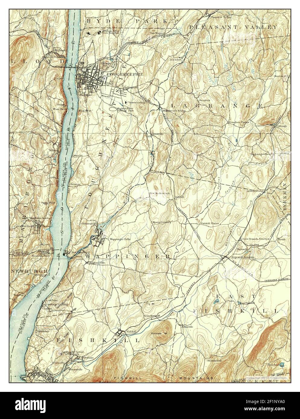 Poughkeepsie, New York, map 1903, 1:62500, United States of America by Timeless Maps, data U.S. Geological Survey Stock Photo