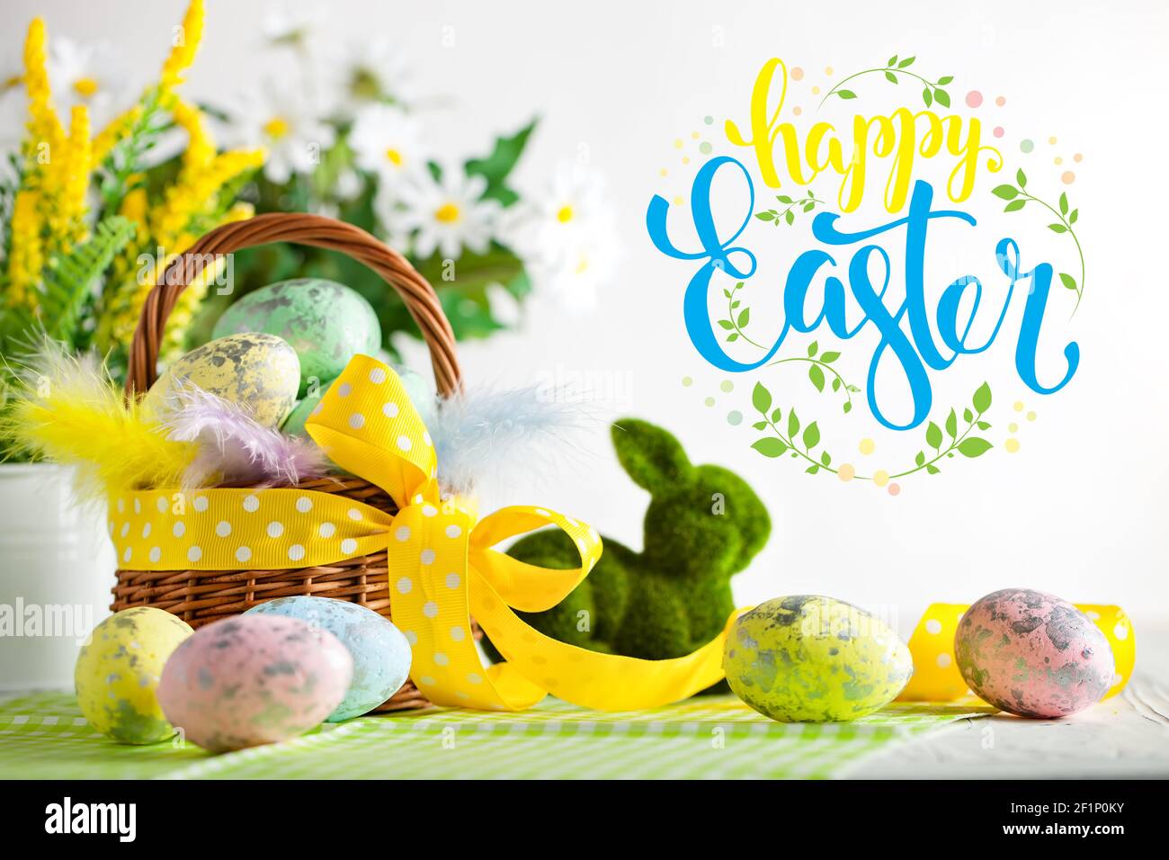 Happy Easter. Congratulatory easter background. Selective focus Stock Photo