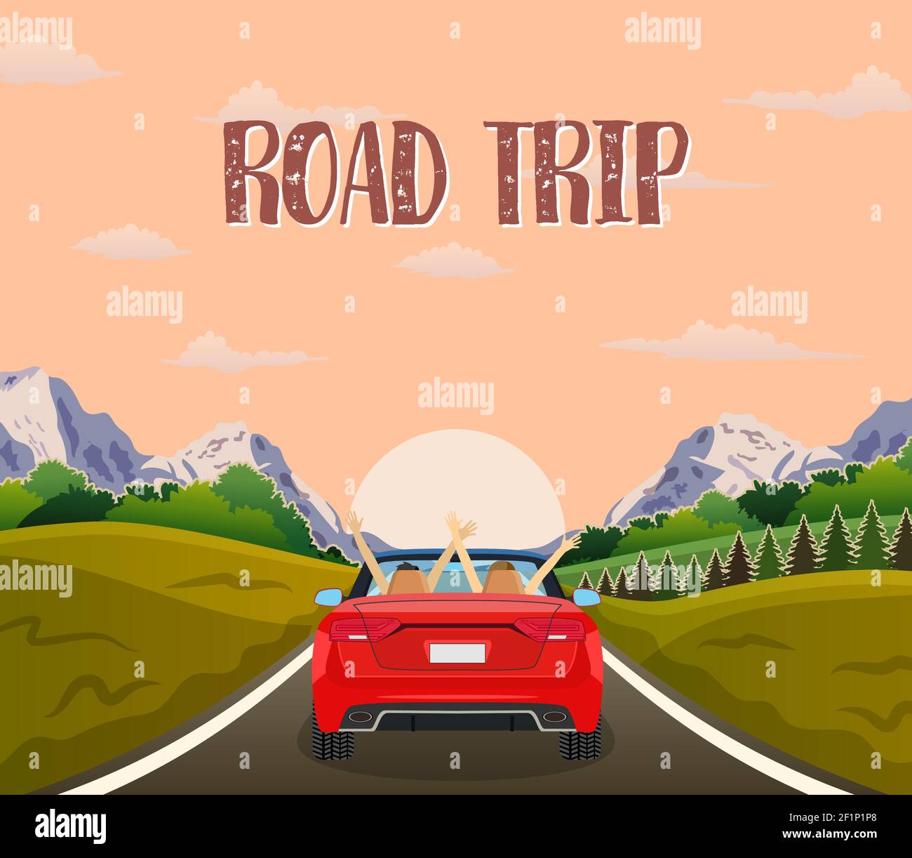 highway drive with beautiful sunrise landscape Stock Vector Image & Art