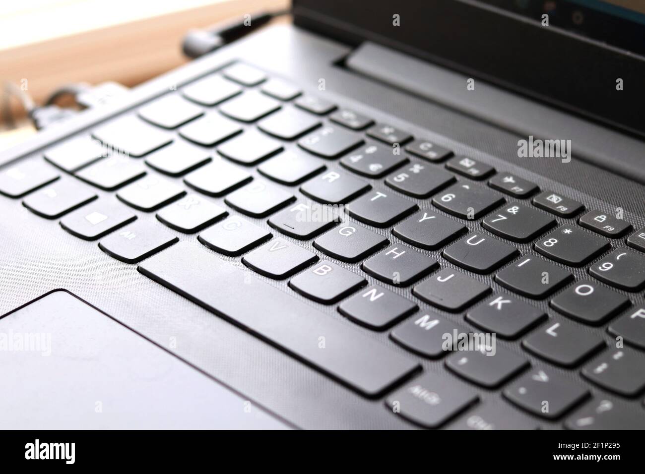 Open laptop computer keyboard keys Stock Photo Alamy