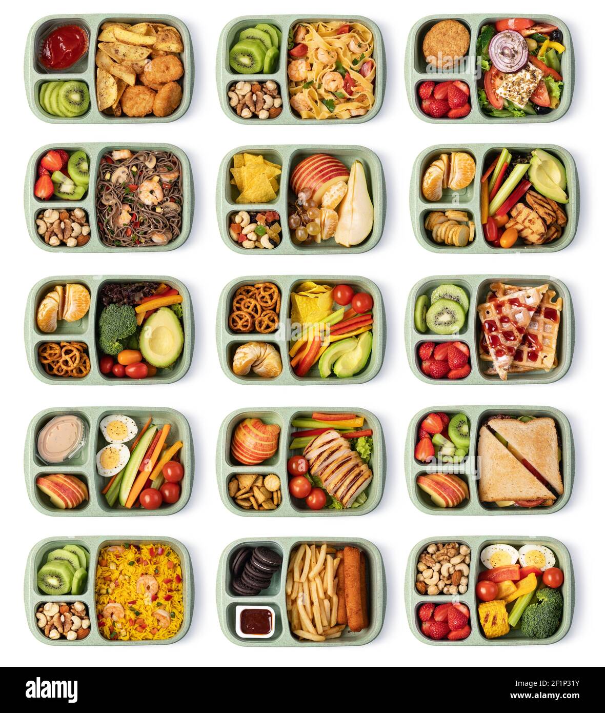Lunch box with delicious food on a white background Stock Photo - Alamy