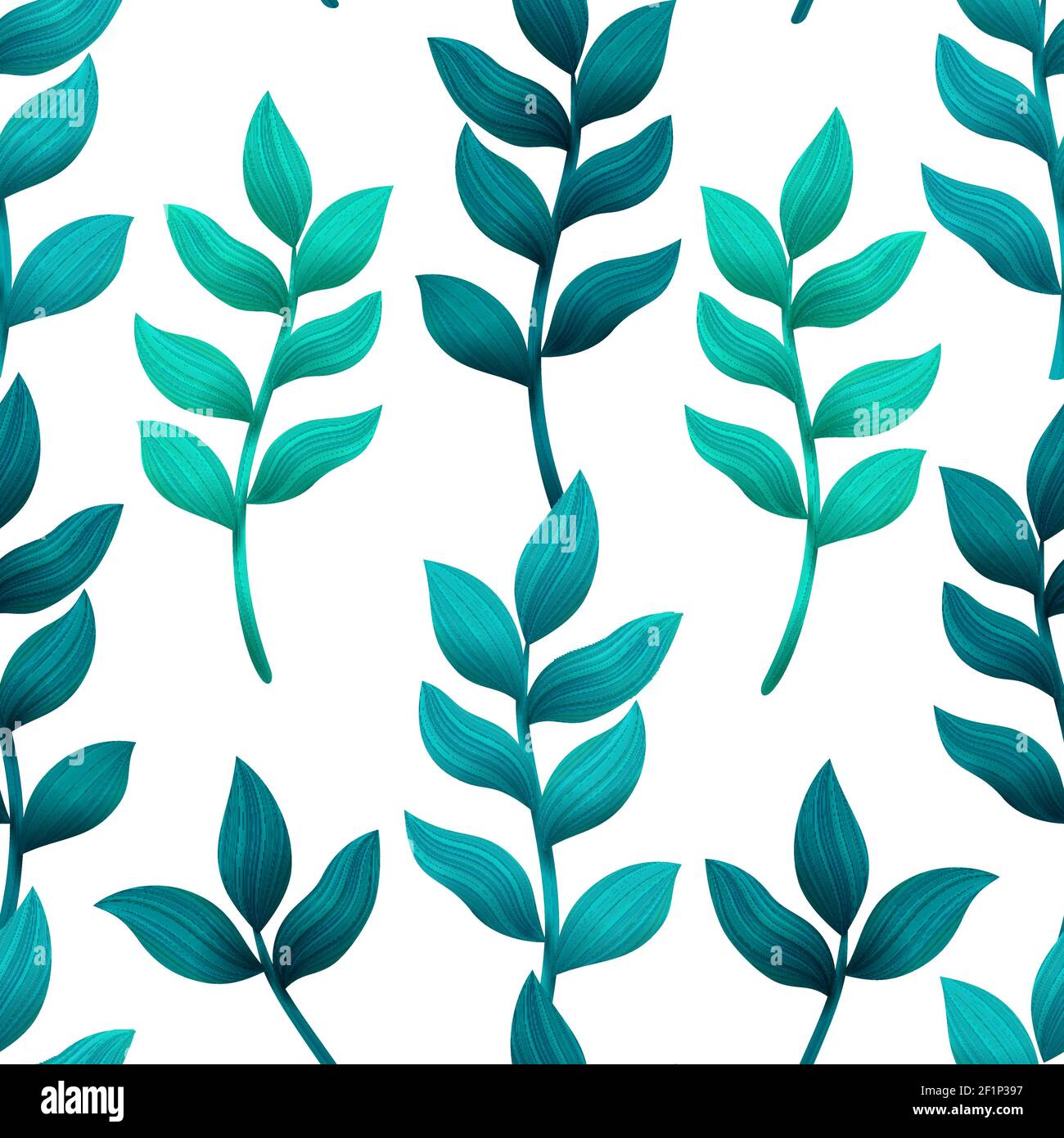 Seamless pattern with turquoise and green tropical leaves. Fashion ...