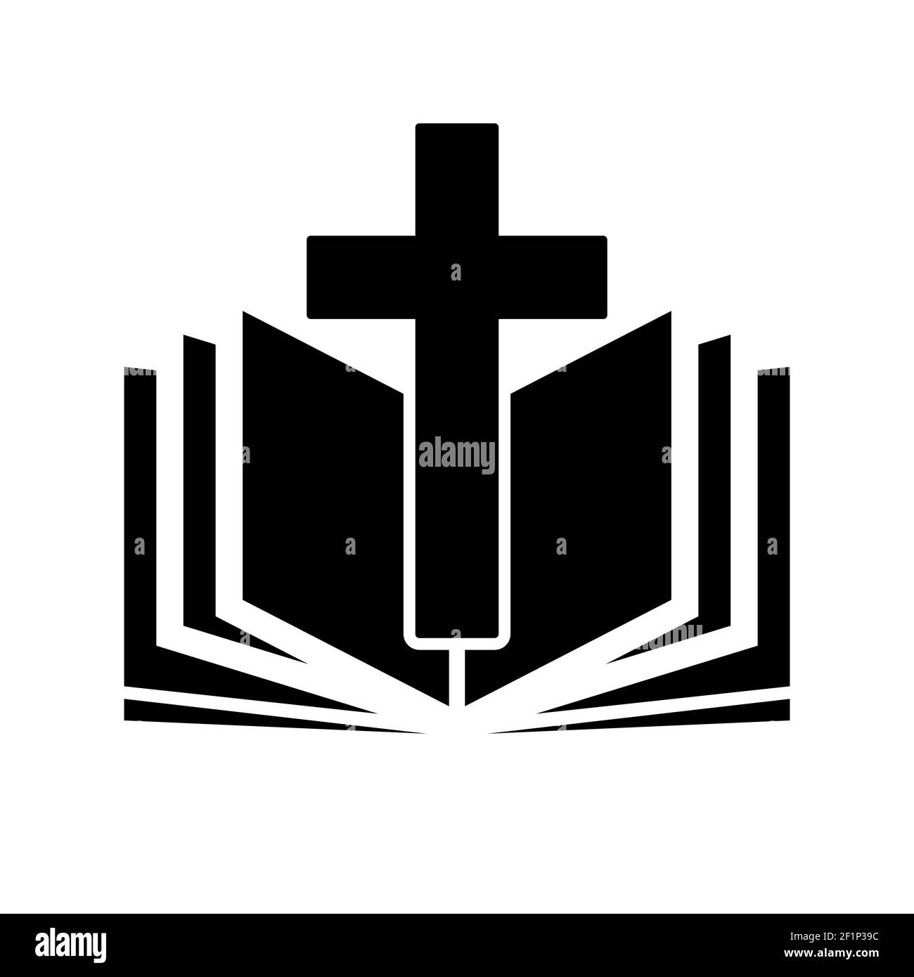 Church logo. Bible with christian cross. Abstract religion symbol