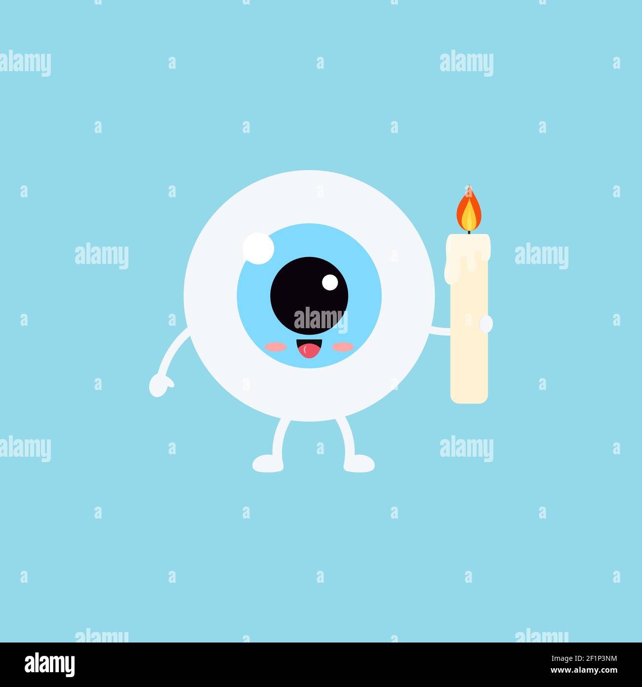 Easter cute eye ball with candle icon. Stock Vector