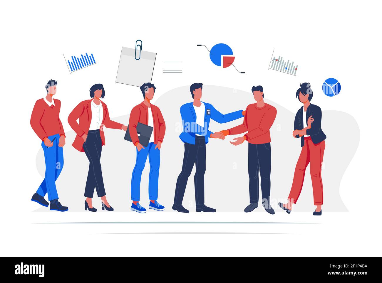 Partnership and teamwork concept of business people flat vector ...
