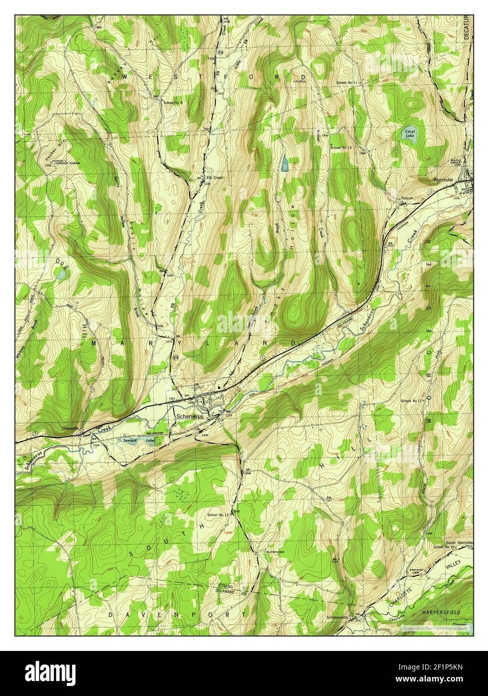 Schenevus, New York, map 1945, 131680, United States of America by Timeless Maps, data U.S