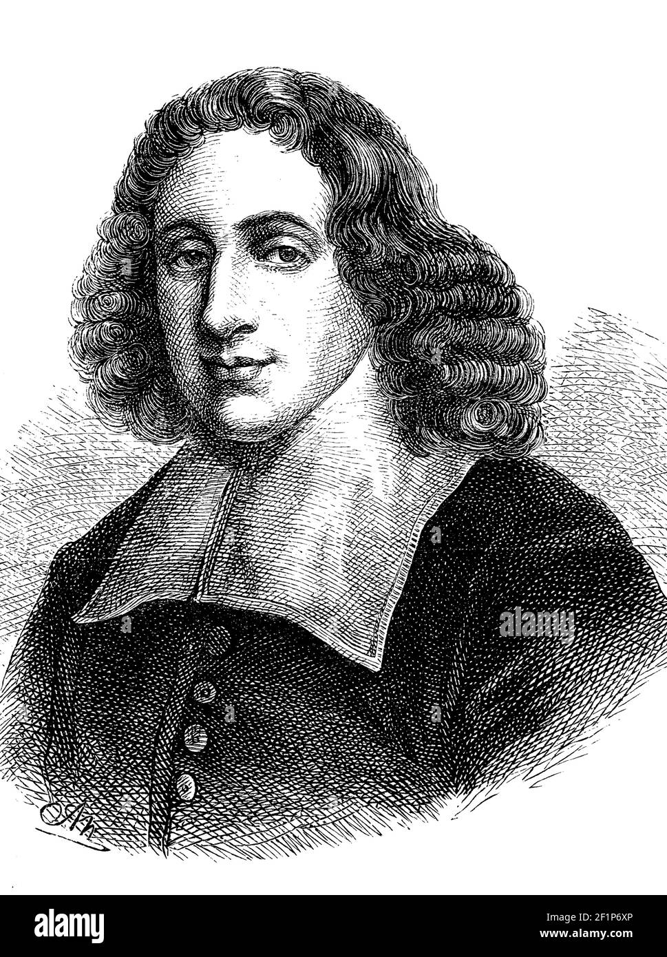 Baruch de Spinoza, November 24, 1632 - February 21, 1677, was a Dutch philosopher  /  Baruch de Spinoza, 24. November 1632 - 21. Februar 1677, war ein niederländischer Philosoph, Historisch, historical, digital improved reproduction of an original from the 19th century / digitale Reproduktion einer Originalvorlage aus dem 19. Jahrhundert, Stock Photo