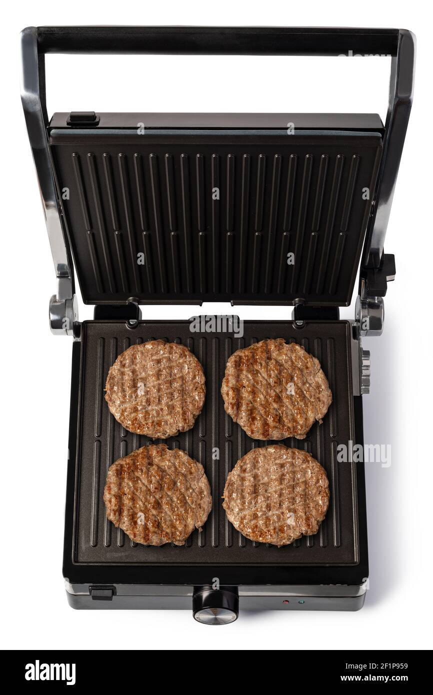 Electric grill burger meat Stock Photo