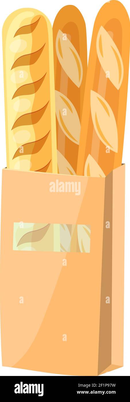 Cartoon fresh baguette in paper bag Stock Vector Images - Alamy