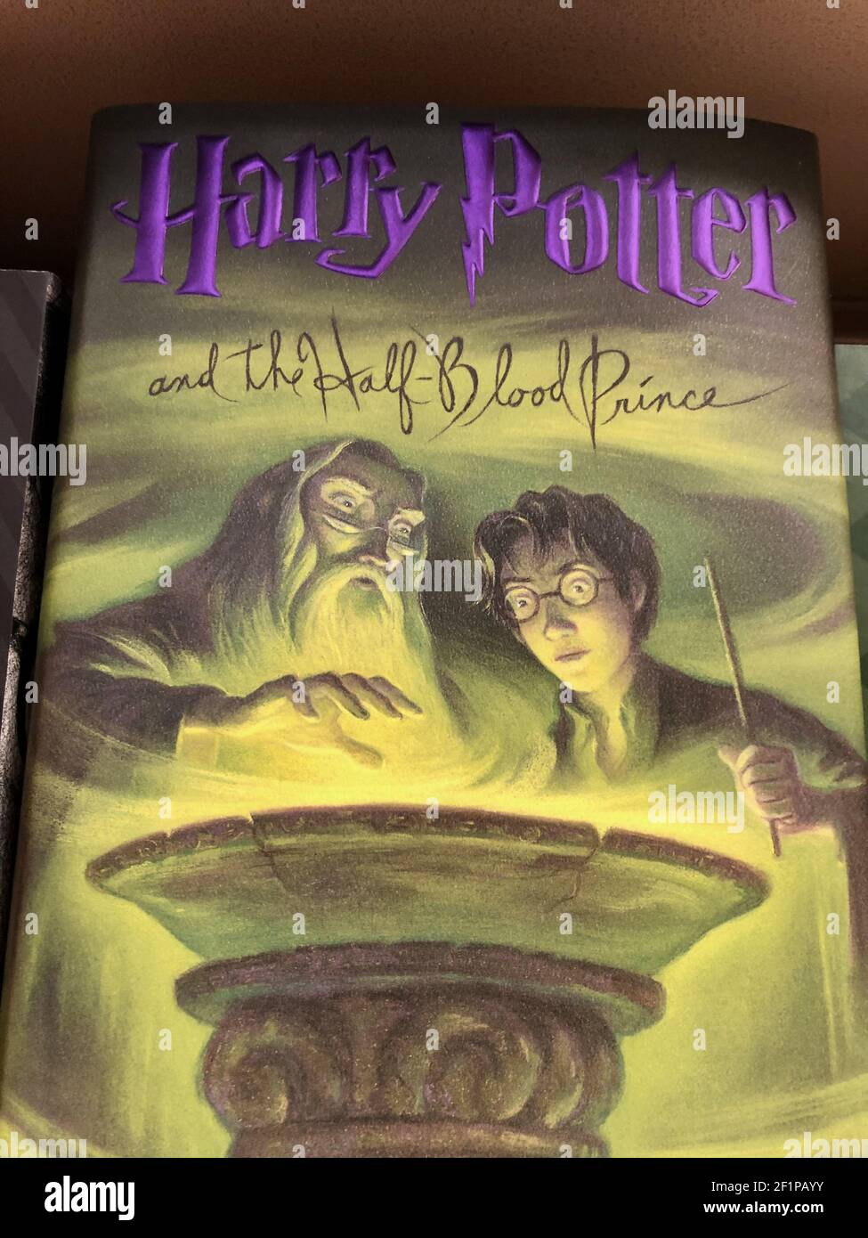 OCEAN SPRINGS, UNITED STATES - Mar 03, 2021: Low-angle view of “Harry Potter and The Goblet of Fire” novel by J.K. Rowling. Stock Photo