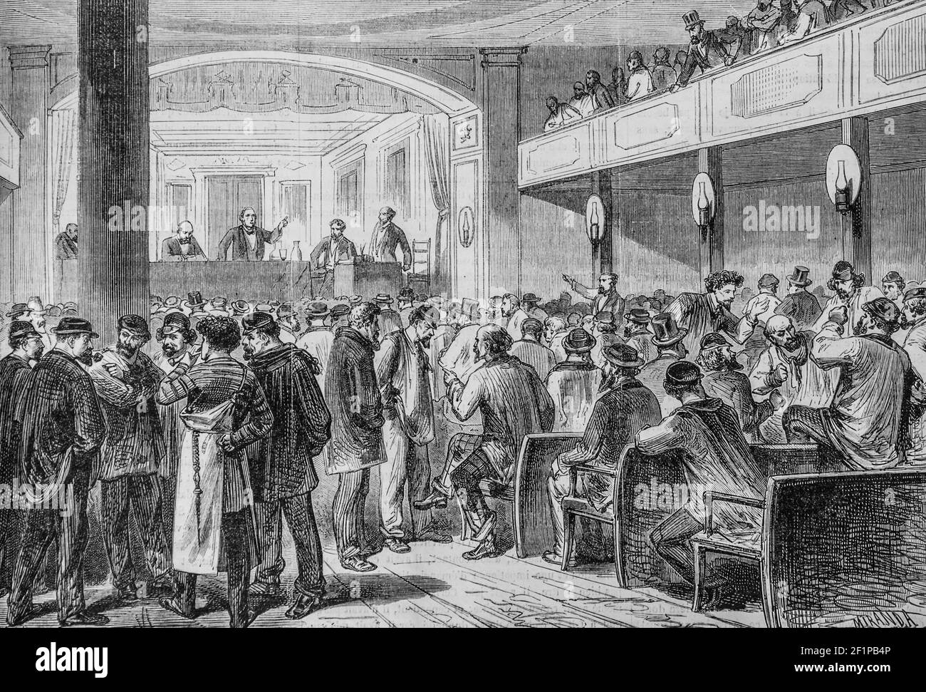 les elections a paris reunion electorale a la salle du genie, l'univers illustre,editeur michele levy 1869 Stock Photo