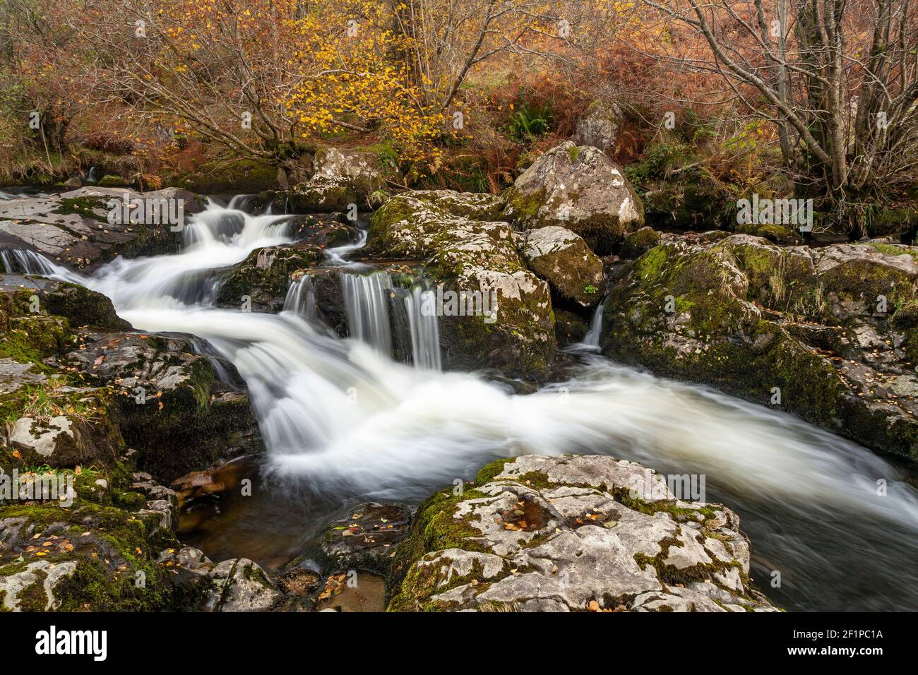 Aira Force waterfalls in autumn, Lake District, Cumbria, England Stock Photo