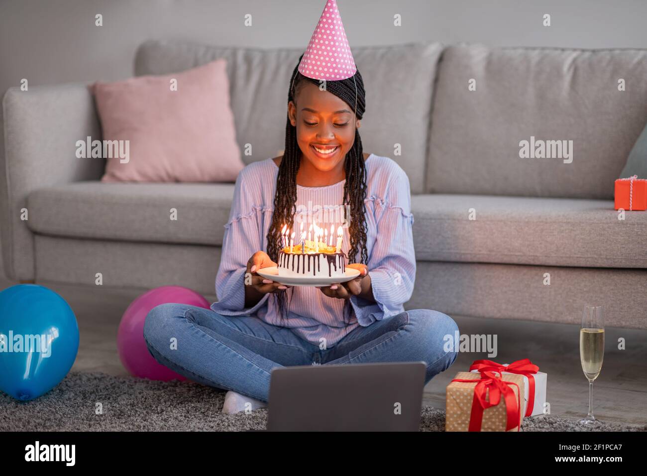 Happy black lady having hi-res stock photography and images - Alamy