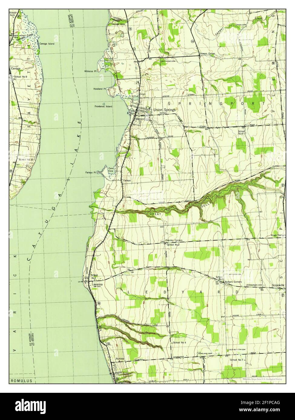 Union Springs, New York, map 1943, 131680, United States of America by