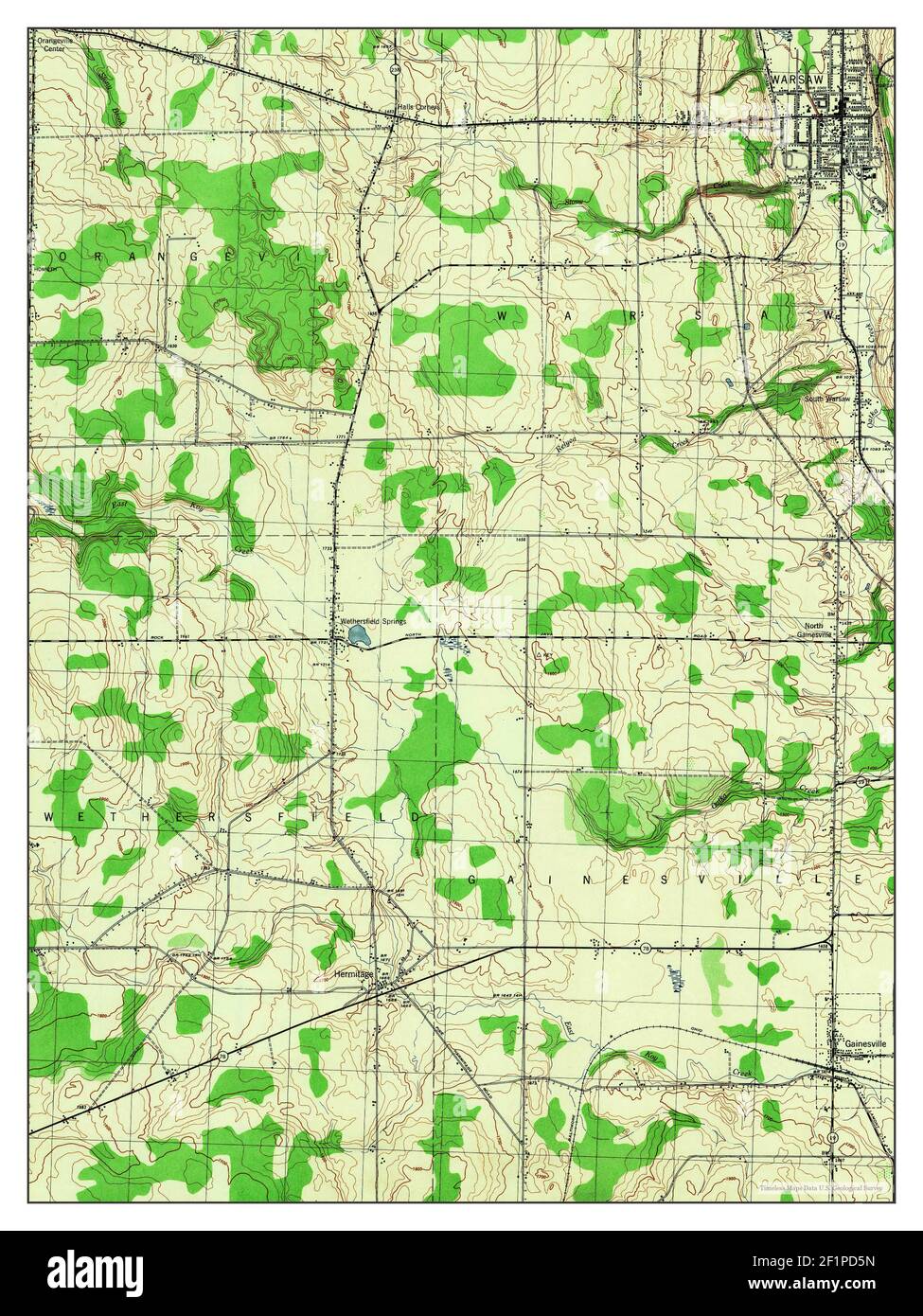 Warsaw, New York, map 1944, 131680, United States of America by