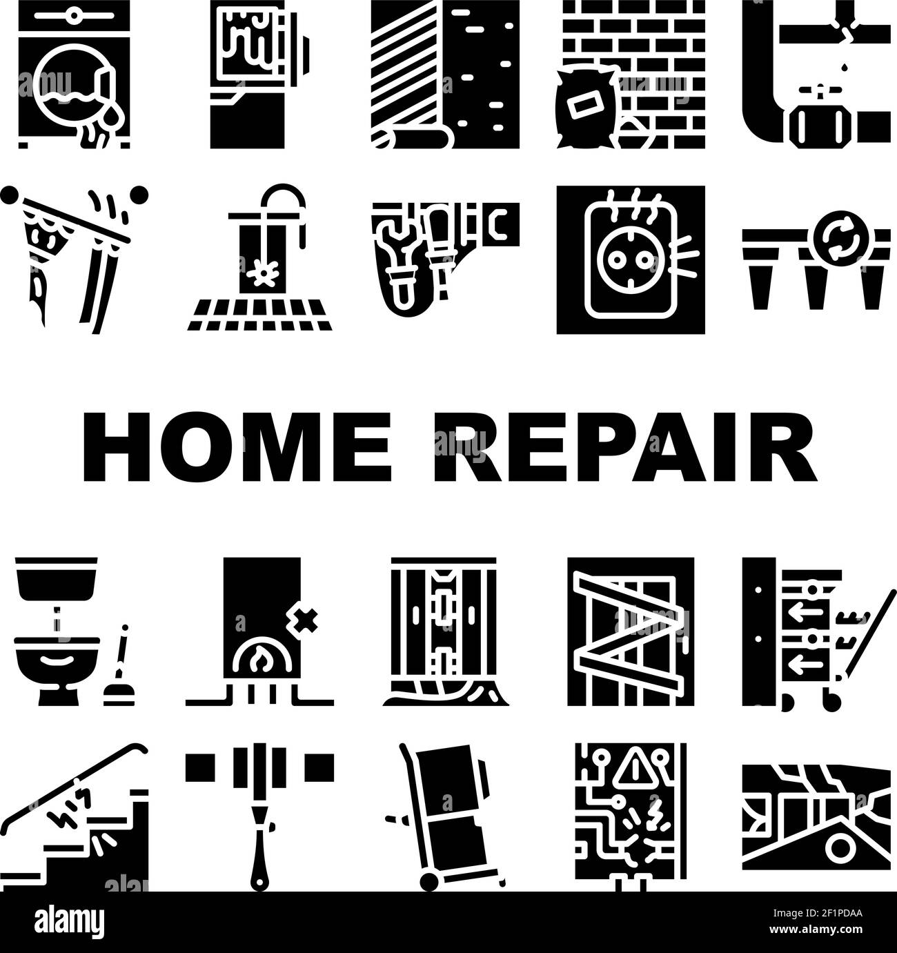 Home Repair Service Collection Icons Set Vector Stock Vector