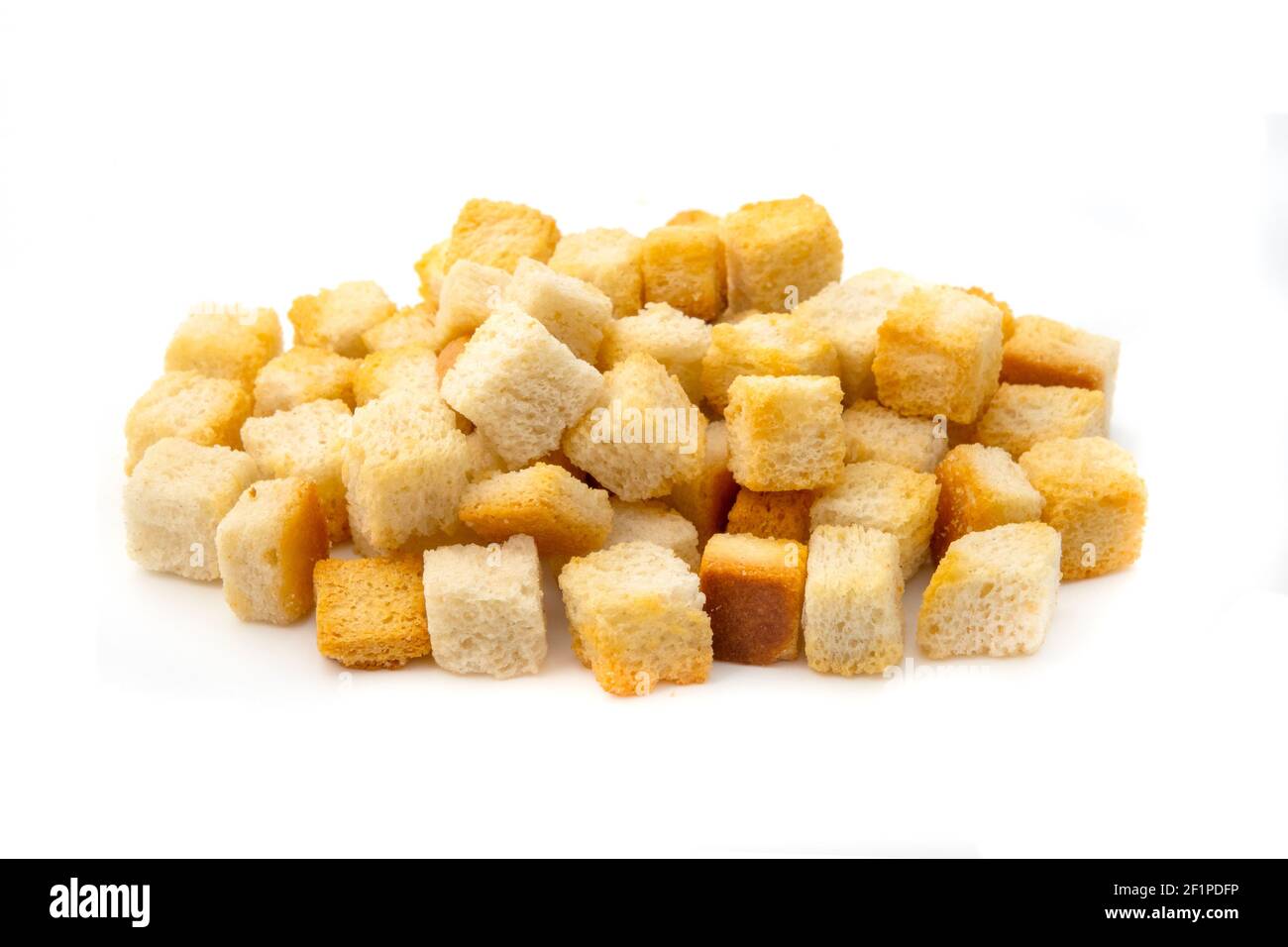 Homemade Croutons on a white background Stock Photo