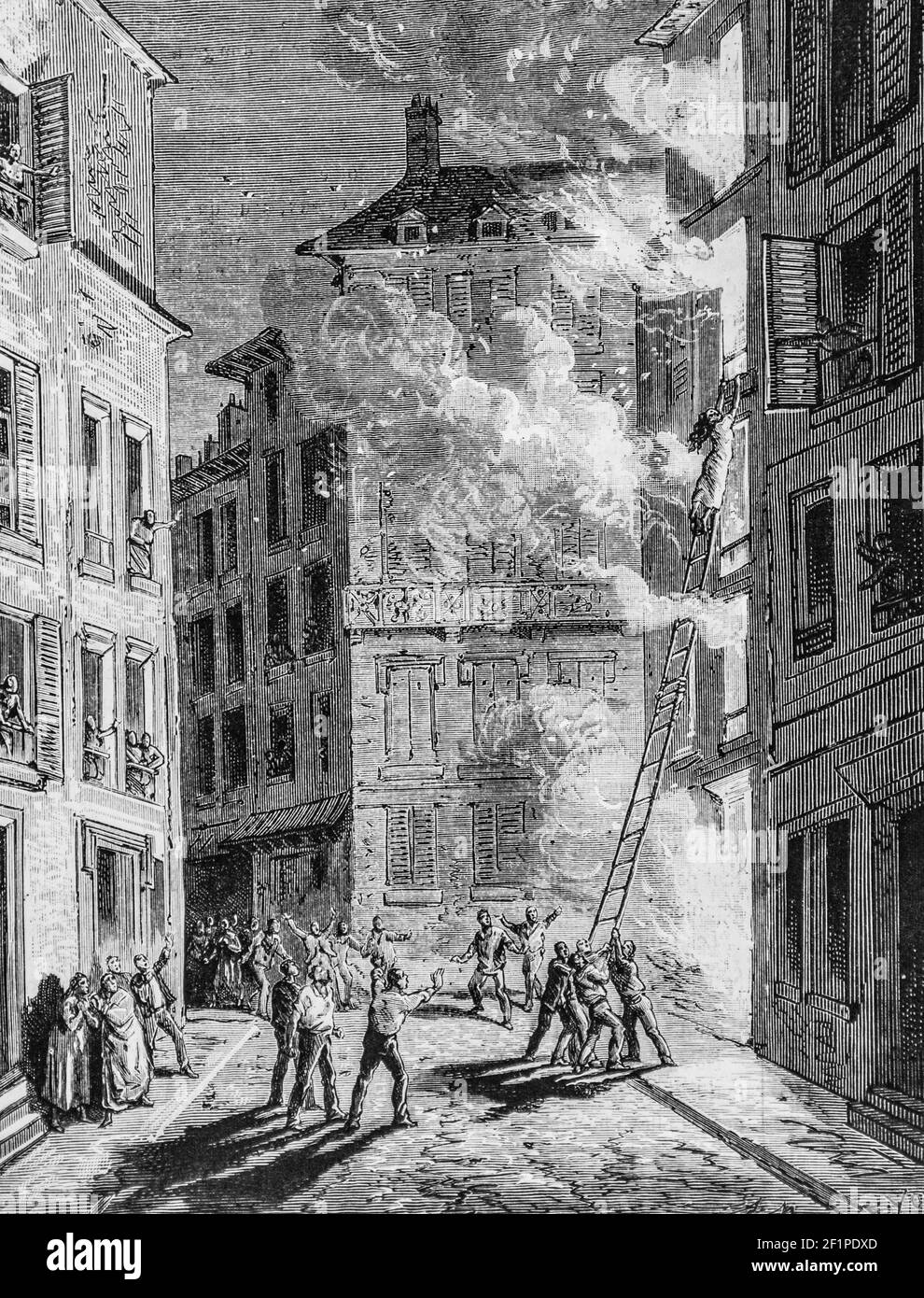 l'incendie de limoge scene de sauvetage, l'univers illustre,editeur
