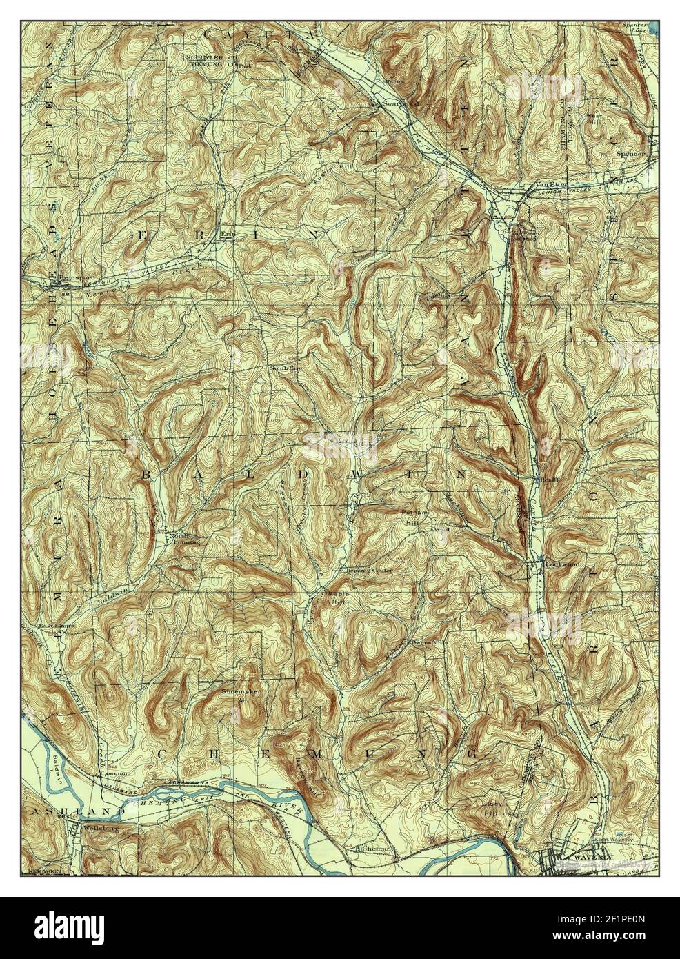 Waverly, New York, map 1902, 1:62500, United States of America by Timeless Maps, data U.S. Geological Survey Stock Photo