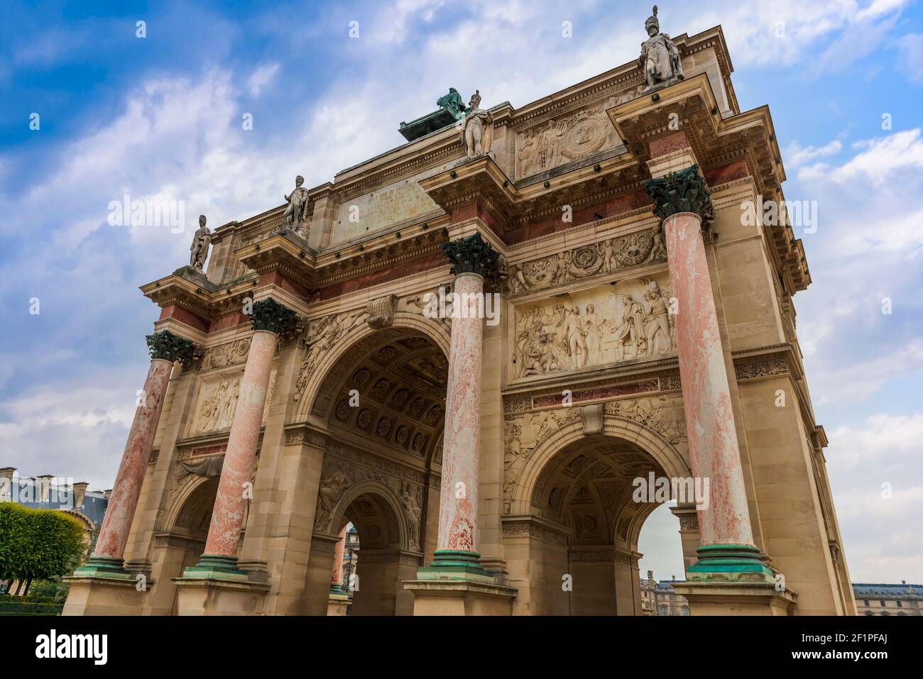 The triumphal arch of the carousel, in the Tuileries garden, at the Louvre Palace, in Paris, France Stock Photo