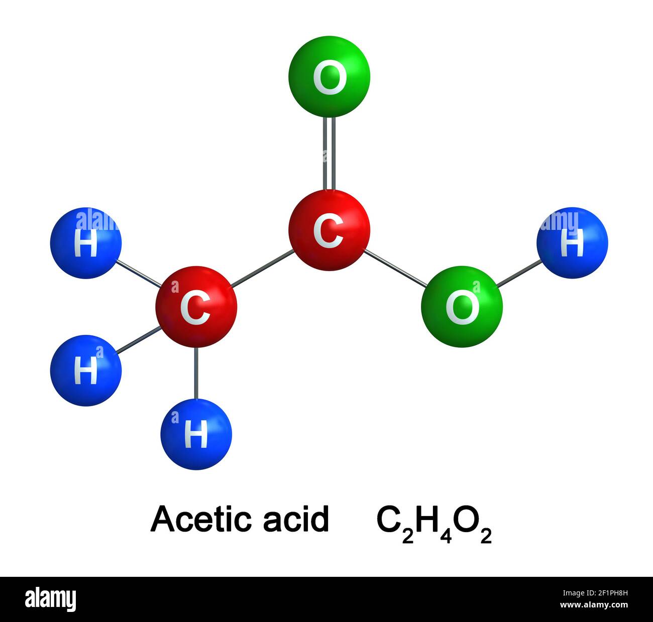 3d Render Of Molecular Structure Of Acetic Acid Isolated Over White ...