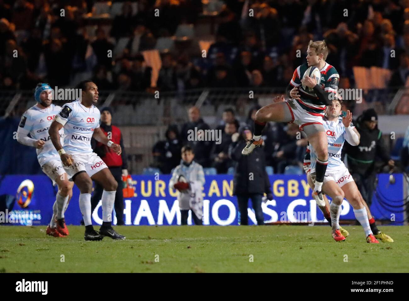 Marc ANDREU (Ailier Racing Metro 92), Mathew James Murray Tait (Leicester Tigers) during the European Rugby Champions Cup, Pool 1, Rugby Union match between Racing Metro 92 and Leicester Tigers on January 14, 2017 at Yves du Manoir stadium in Colombes, France - Photo Stephane Allaman / DPPI Stock Photo
